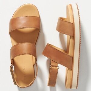 Nisolo Cognac Leather Dual-Strap Platform Sandals